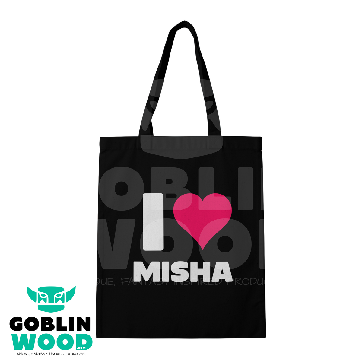I ❤️ Misha - Black Tote Bag - Goblin Wood Exclusive