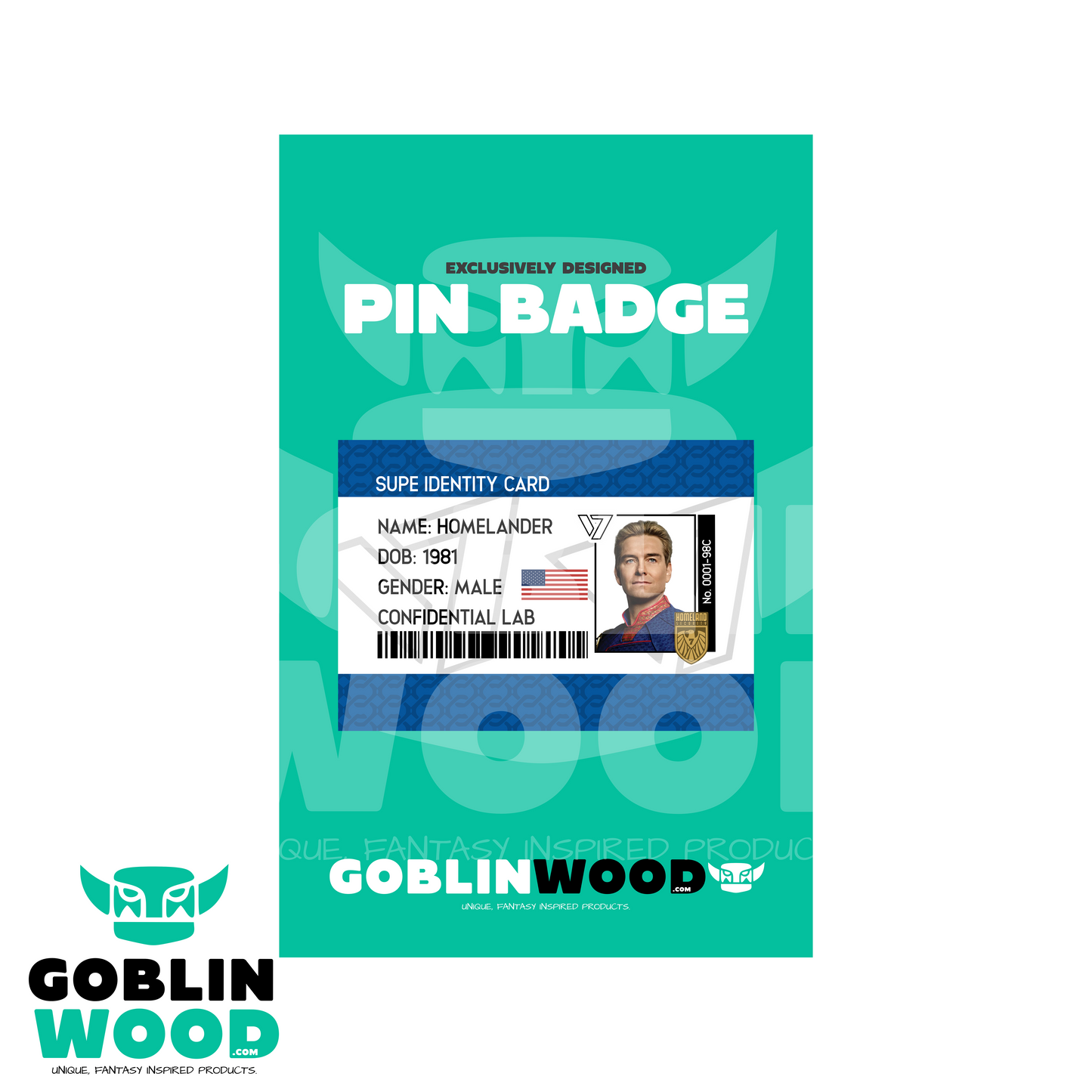 Homelander Boy ID Card - Acrylic Pin Badge - The Boys Inspired - Goblin Wood Exclusive