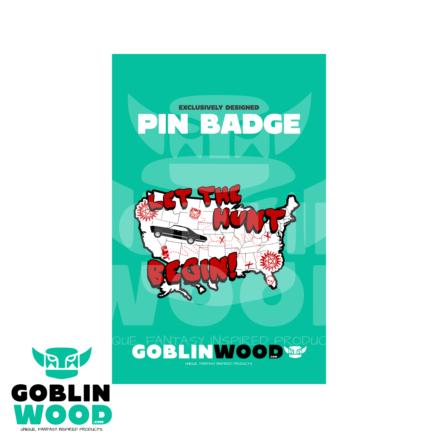 Hunters Map - Acrylic Pin Badge - Supernatural Inspired -Goblin Wood Exclusive