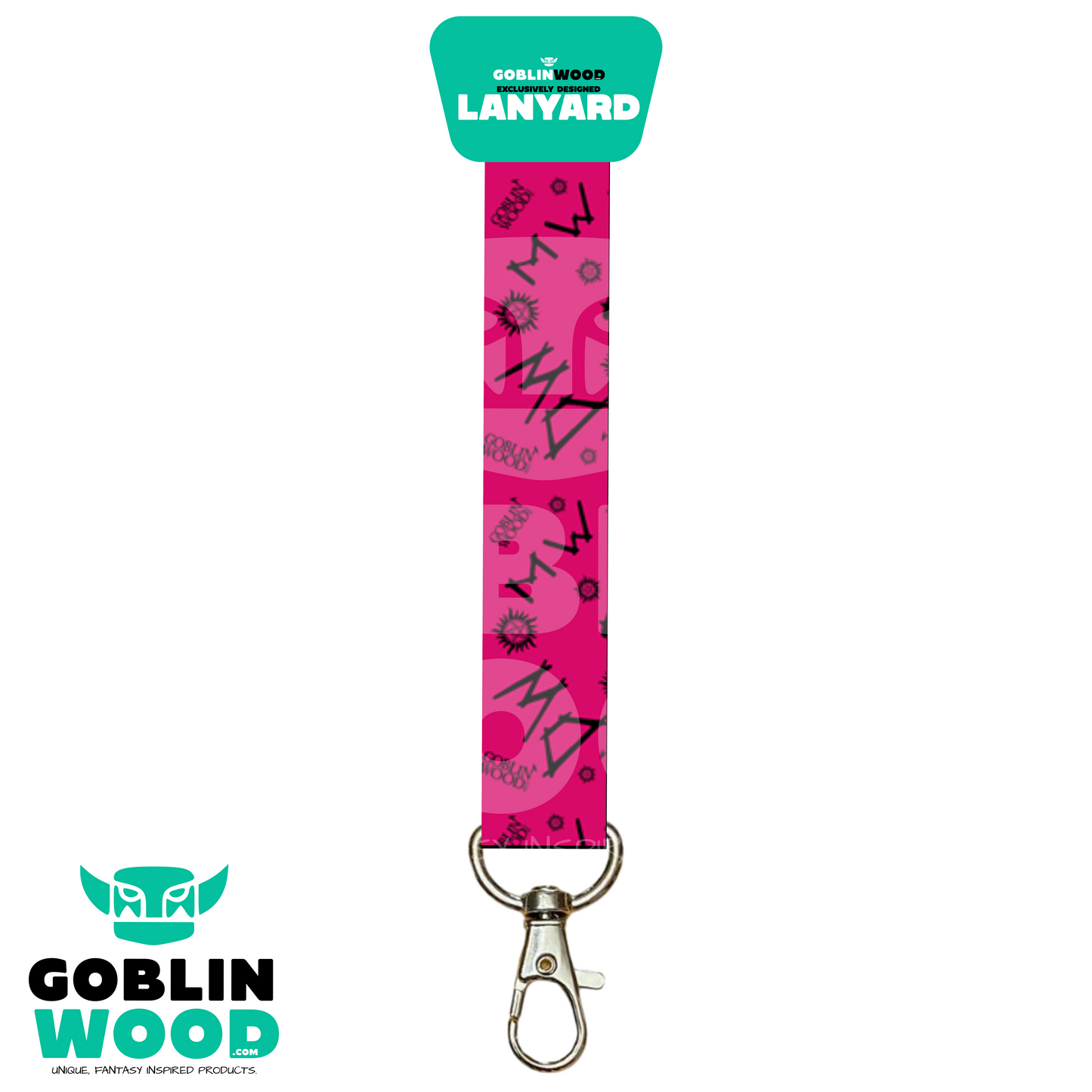 Initials (Raspberry) - AOP Lanyard - - Goblin Wood Exclusive