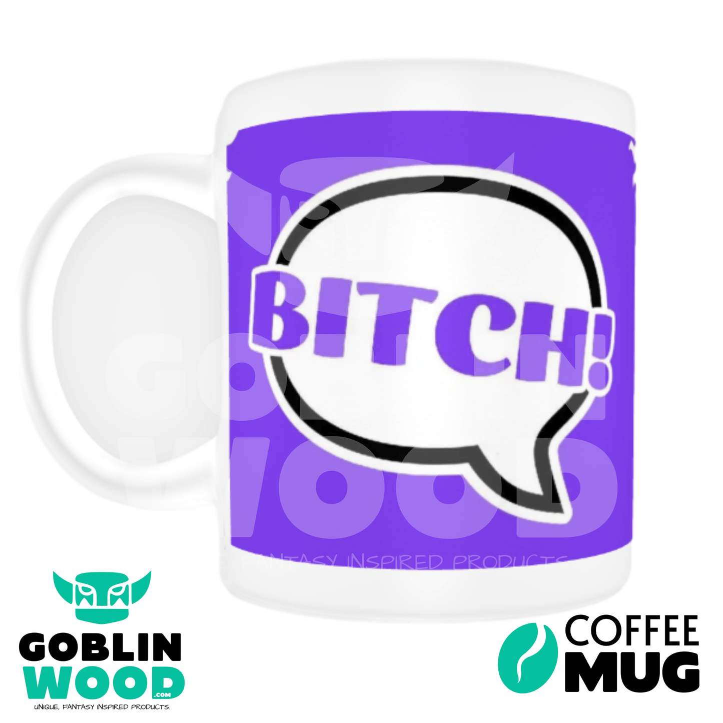 Bitch! - Speech Bubble Coffee Mug - Supernatural Inspired - Goblin Wood Exclusive - Goblin Wood