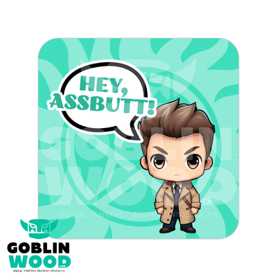 Castiel - Kawaii Speech Bubble Drinks Coaster - Supernatural Inspired - Goblin Wood Exclusive