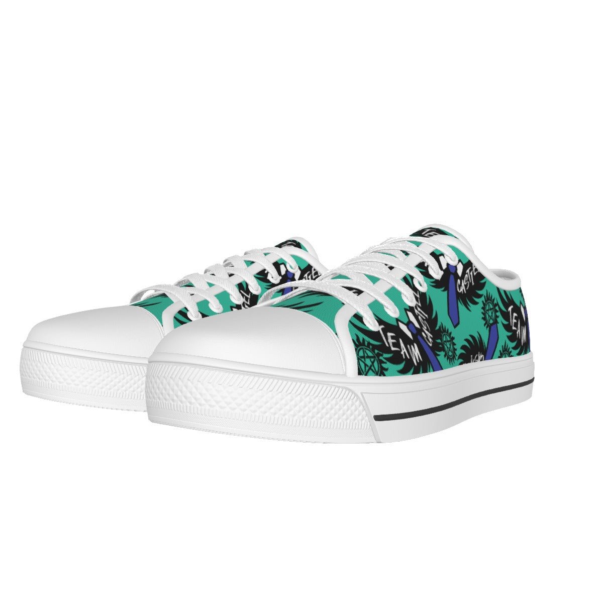 Castiel - Teal AOP Canvas Lo - Top Shoe - Supernatural Inspired - Goblin Wood Exclusive - Goblin Wood