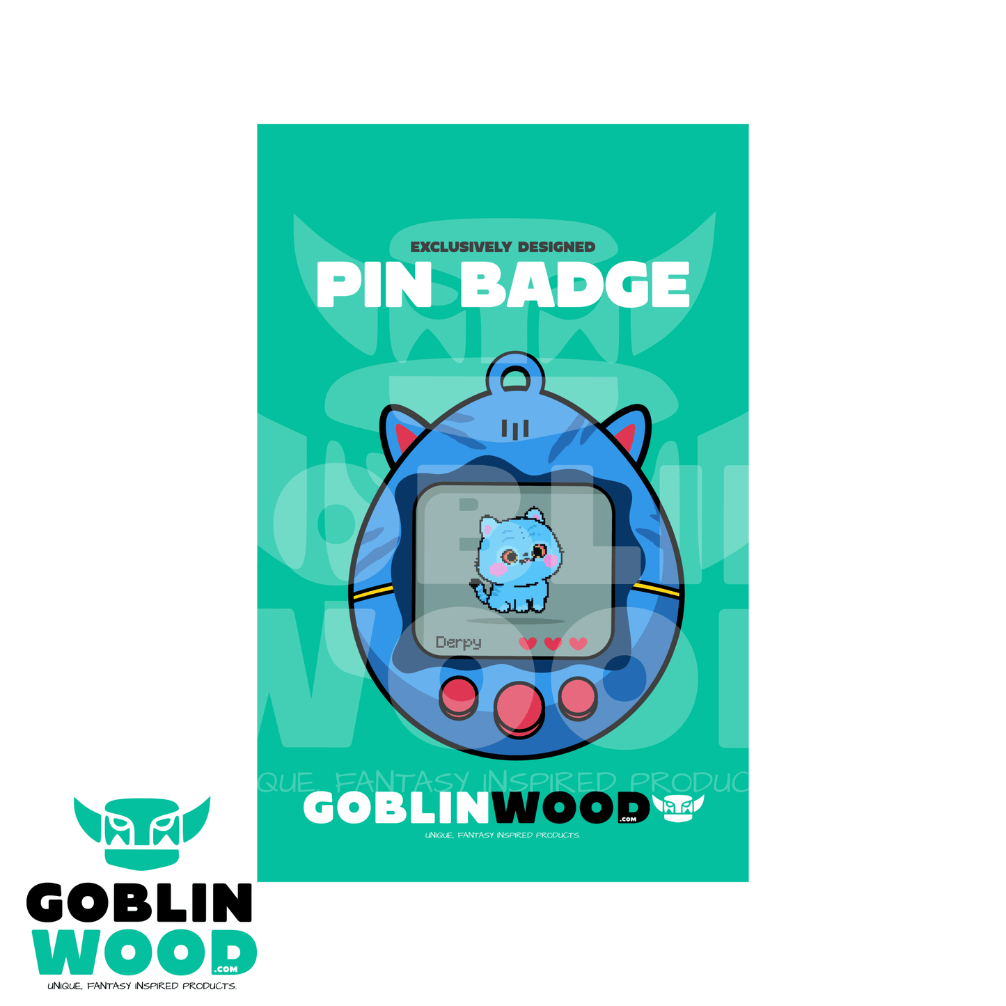Derp - Acrylic Tamagotchi Pin Badge - KPop Demon Hunters Inspired - Goblin Wood Exclusive - Goblin Wood