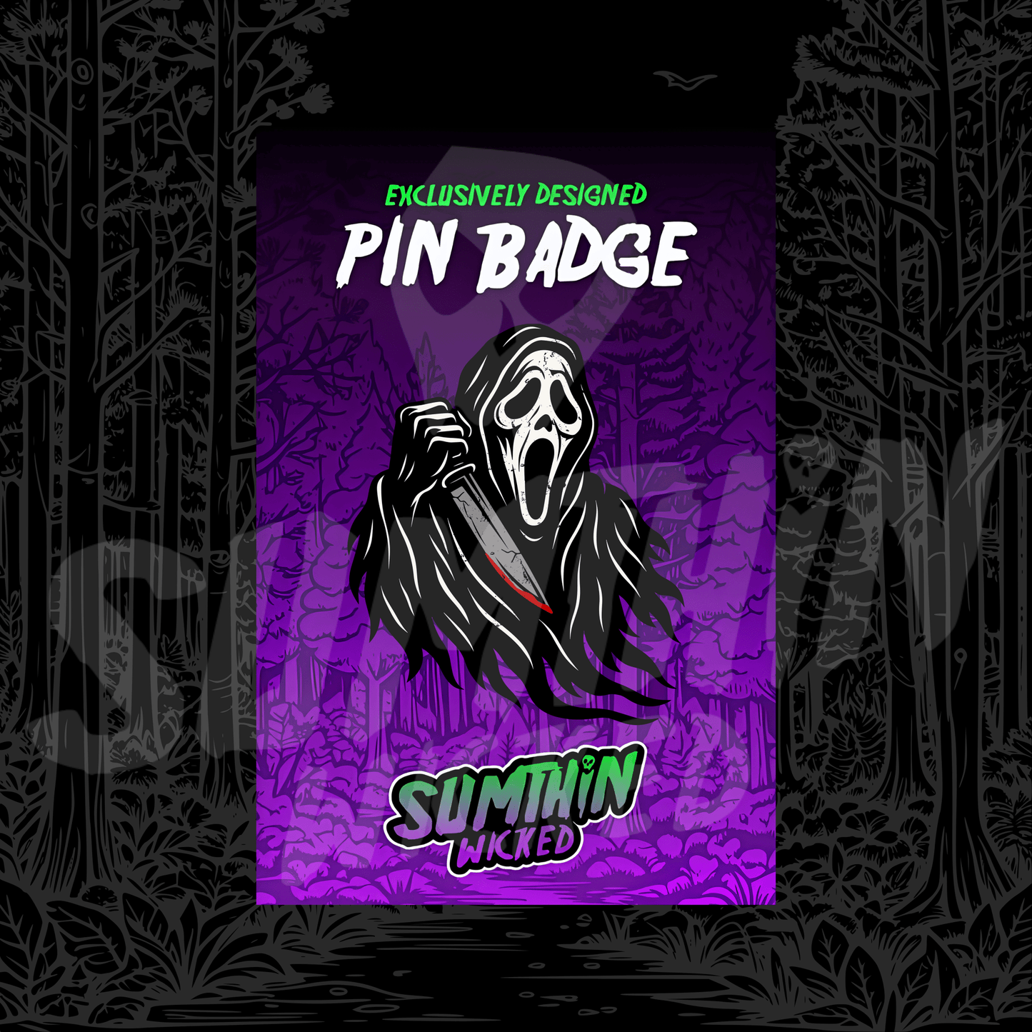 Ghostface - Acrylic Pin Badge - Scream Inspired - Sumthin Wicked Exclusive - Goblin Wood