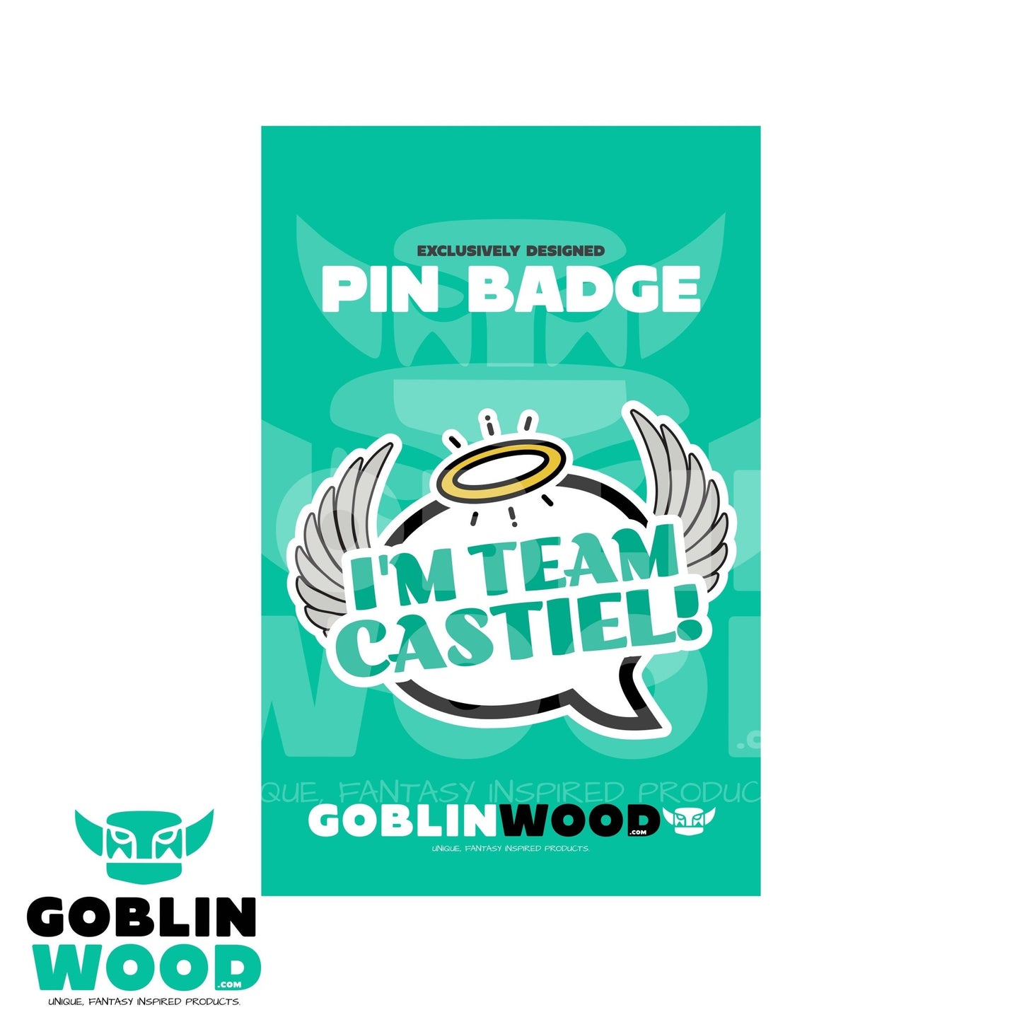 I'm Team Castiel! - Speech Bubble Acrylic Pin Badge - Supernatural Inspired - Goblin Wood Exclusive - Goblin Wood