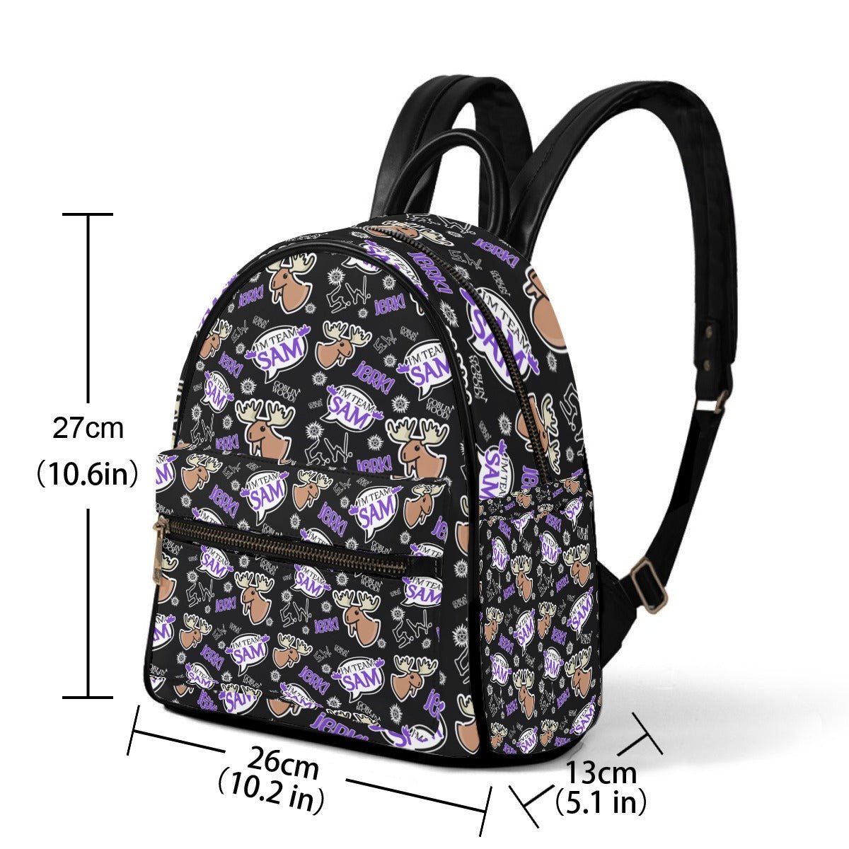 I'm Team Sam - (Black) AOP Mini Backpack - Supernatural Inspired - Goblin Wood Exclusive - Goblin Wood