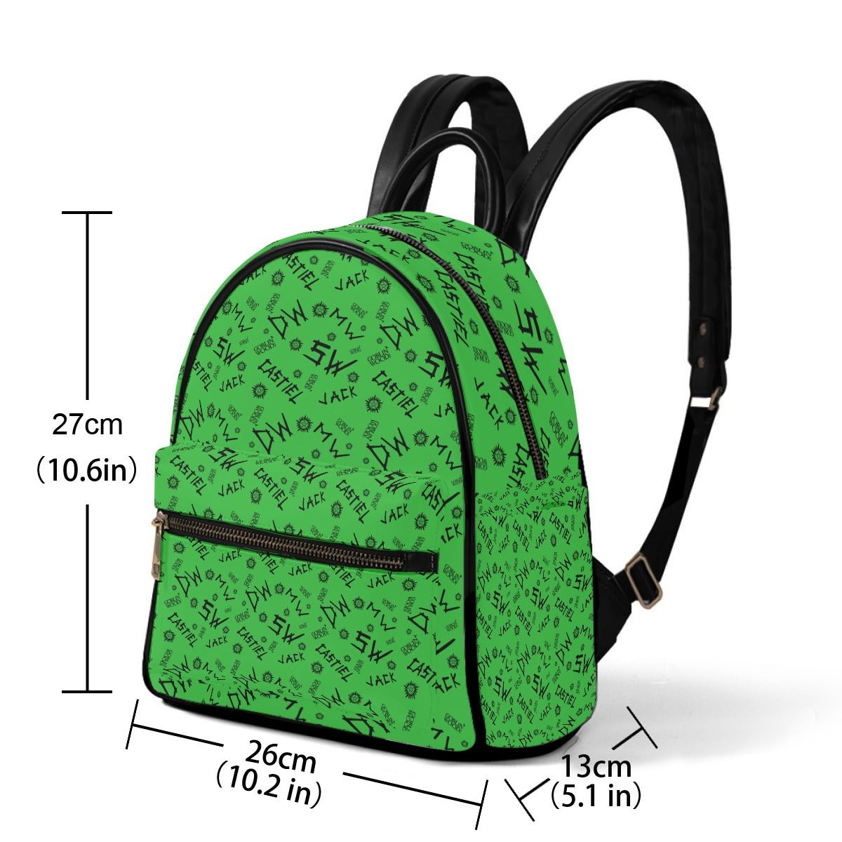 Initials - Green AOP Mini Backpack - Supernatural Inspired - Goblin Wood Exclusive - Goblin Wood