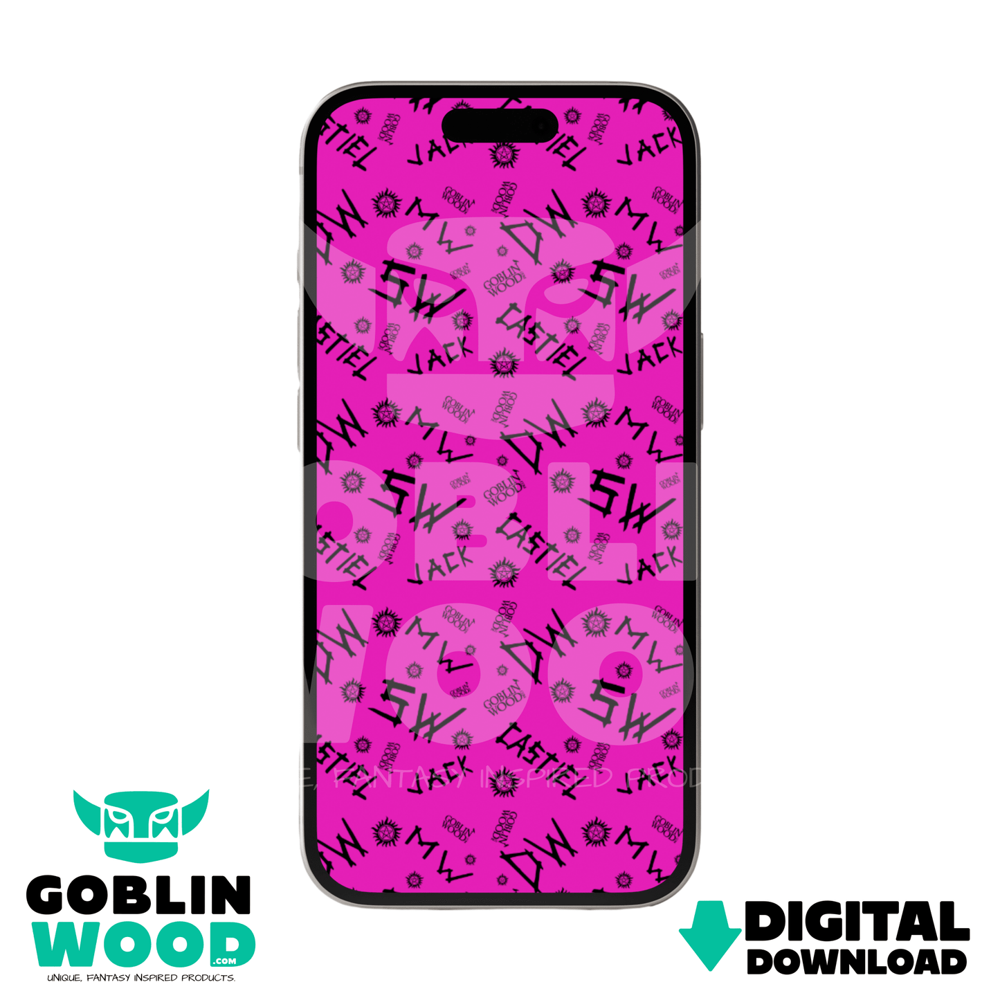 Initials - (Pink) - Supernatural Inspired Digital Screen Background - Goblin Wood Exclusive - Goblin Wood