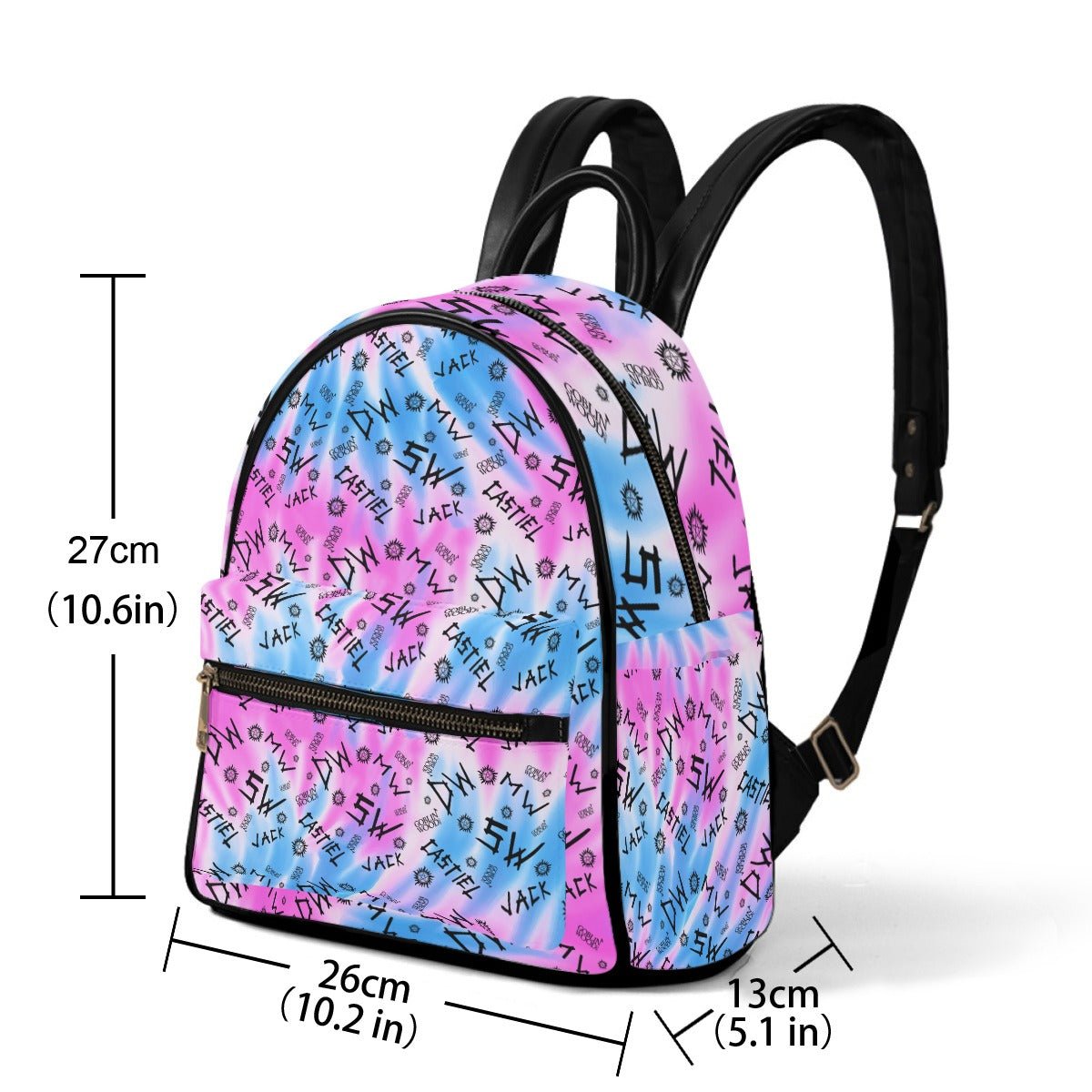 Initials - Tie - Dye (Candy Floss) AOP Mini Backpack - Supernatural Inspired - Goblin Wood Exclusive - Goblin Wood