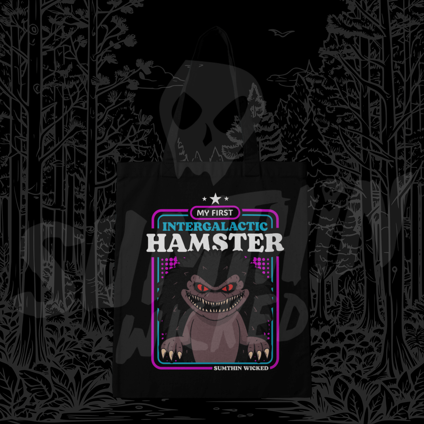 Intergalactic Hamster - Black Cotton Tote Bag - Critters Inspired - Sumthin Wicked Exclusive - Goblin Wood