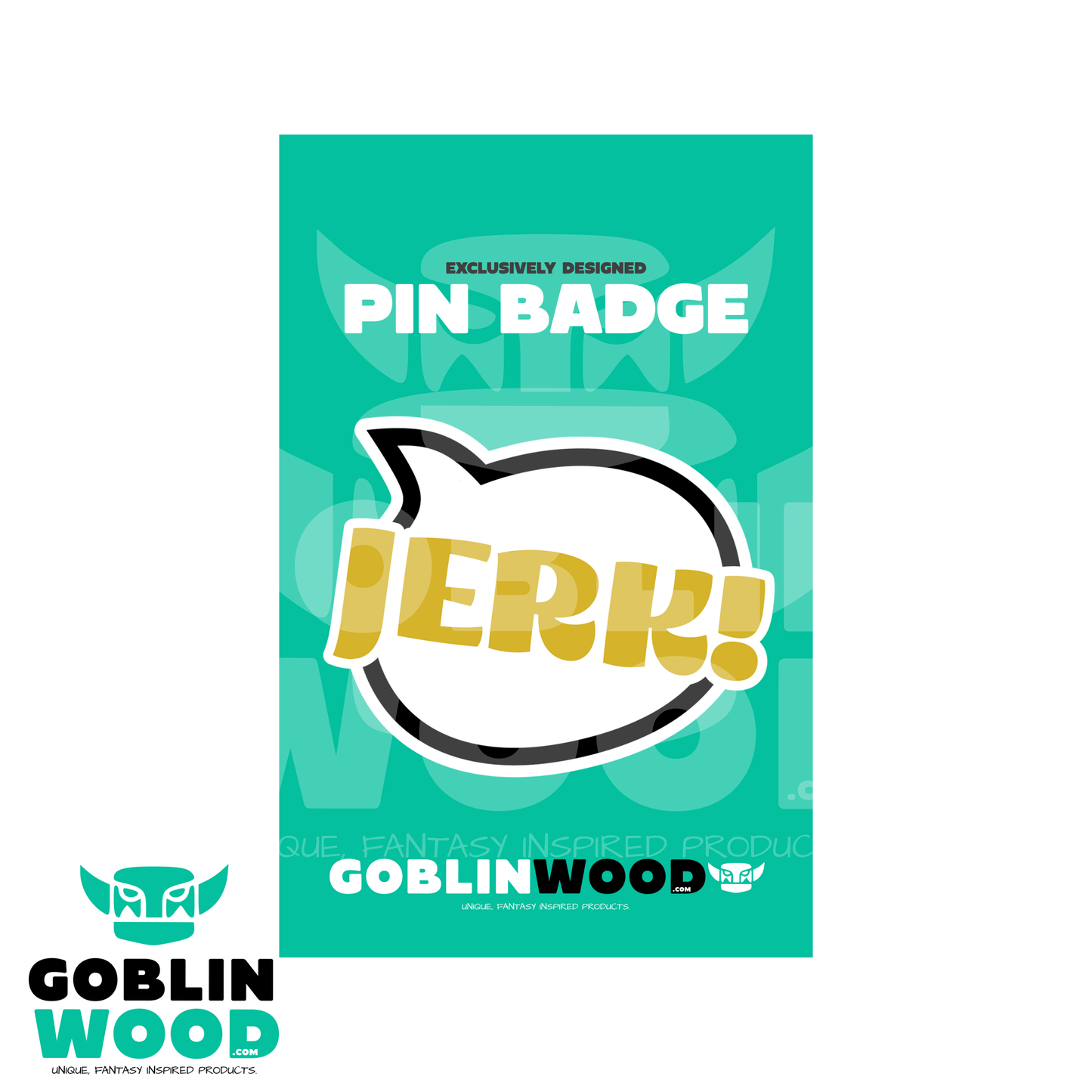 Jerk! - Speech Bubble Acrylic Pin Badge - Supernatural Inspired - Goblin Wood Exclusive - Goblin Wood