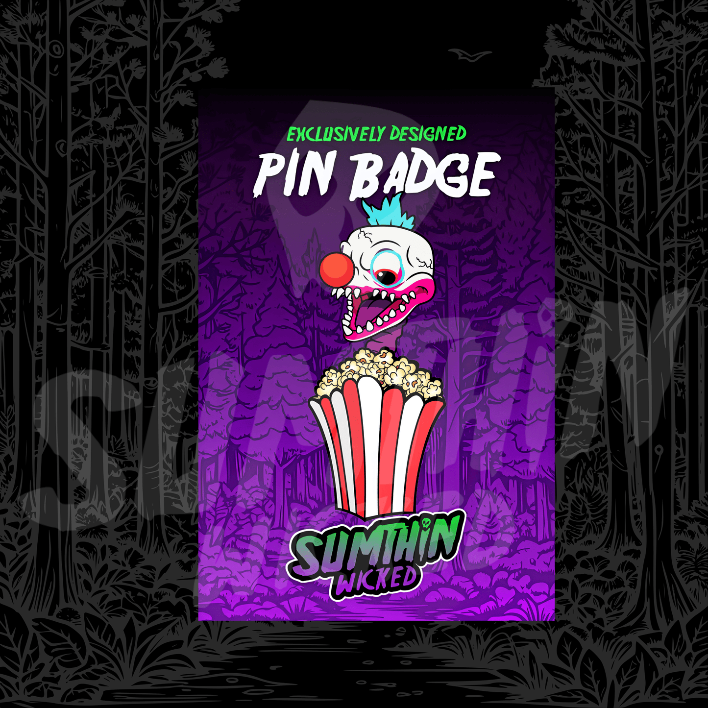 Klown (Blue) - Acrylic Pin Badge - Killer Klowns From Outer Space Inspired - Sumthin Wicked Exclusive - Goblin Wood
