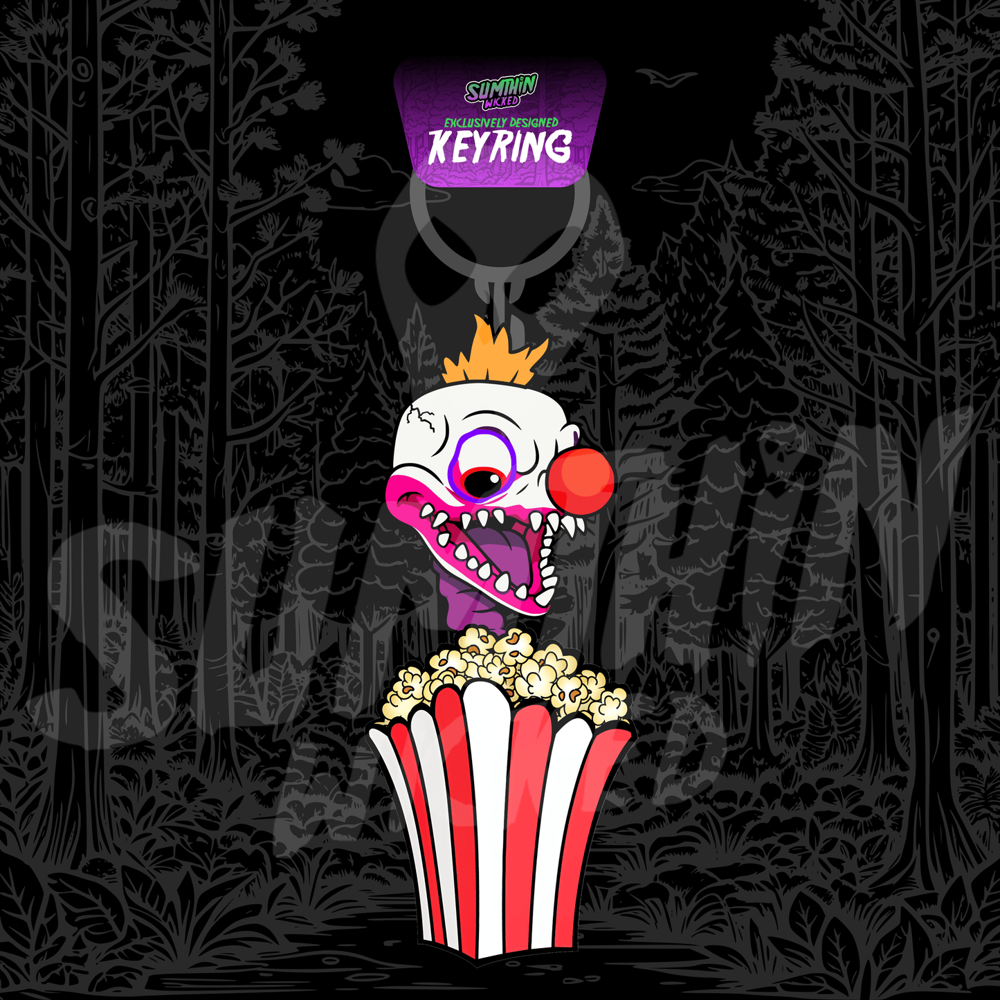 Klown (Orange) - Acrylic Keychain - Killer Klowns From Outer Space Inspired - Sumthin Wicked Exclusive - Goblin Wood