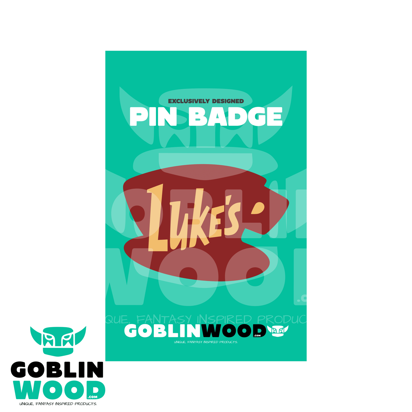 Luke's - Red Acrylic Pin Badge - - Goblin Wood Exclusive - Goblin Wood