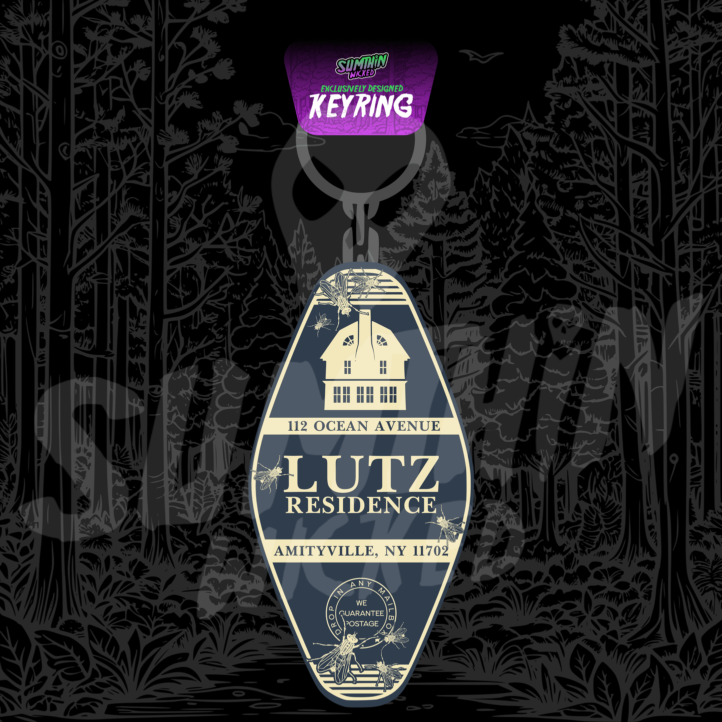 Lutz Residence - Acrylic Key Fob Keychain - The Amityville Horror Inspired - Sumthin Wicked Exclusive - Goblin Wood