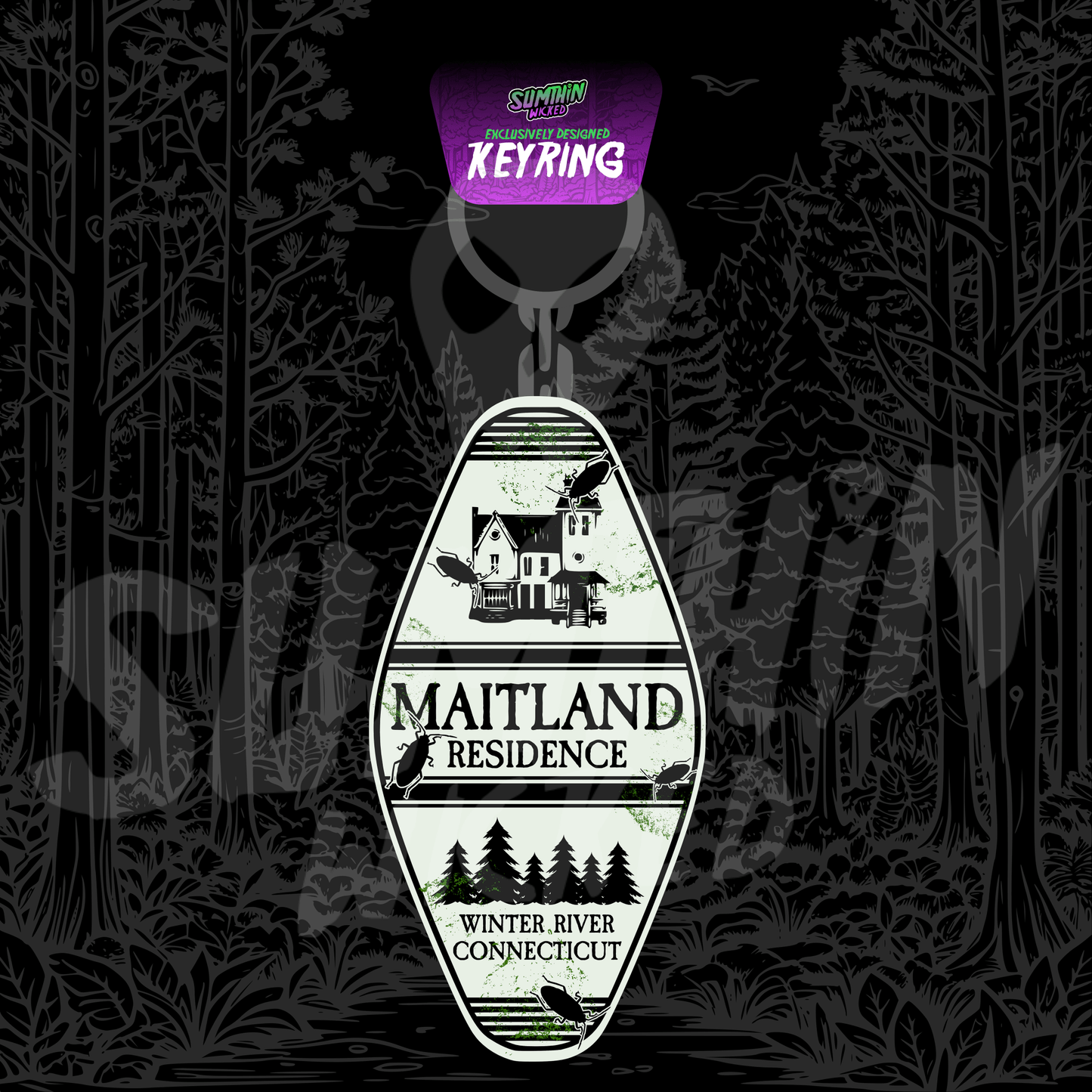 Maitland Residence - Acrylic Key Fob Keychain - Beetlejuice Inspired - Sumthin Wicked Exclusive - Goblin Wood