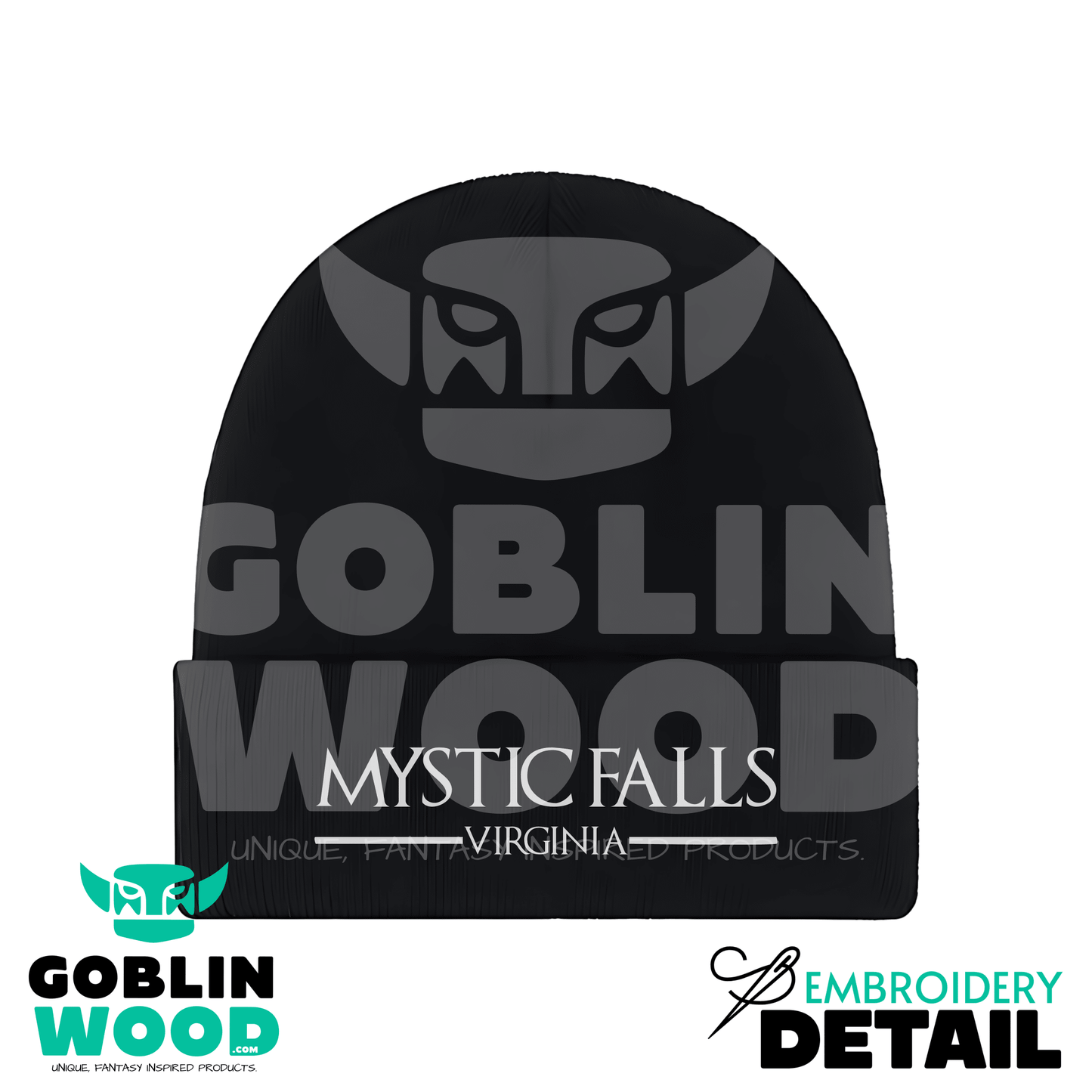 Mystic - Black Embroidered Beanie - - Goblin Wood Exclusive - Goblin Wood
