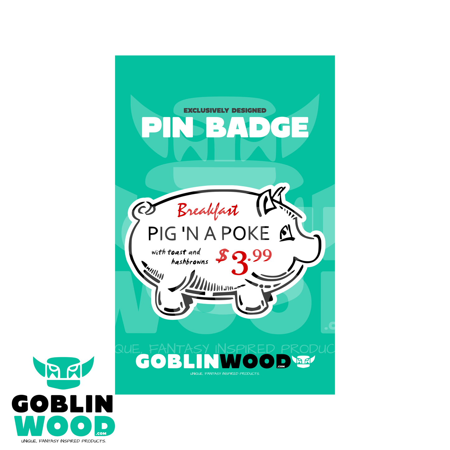 Pig 'N A Poke - Acrylic Pin Badge - Supernatural Inspired - Goblin Wood Exclusive - Goblin Wood