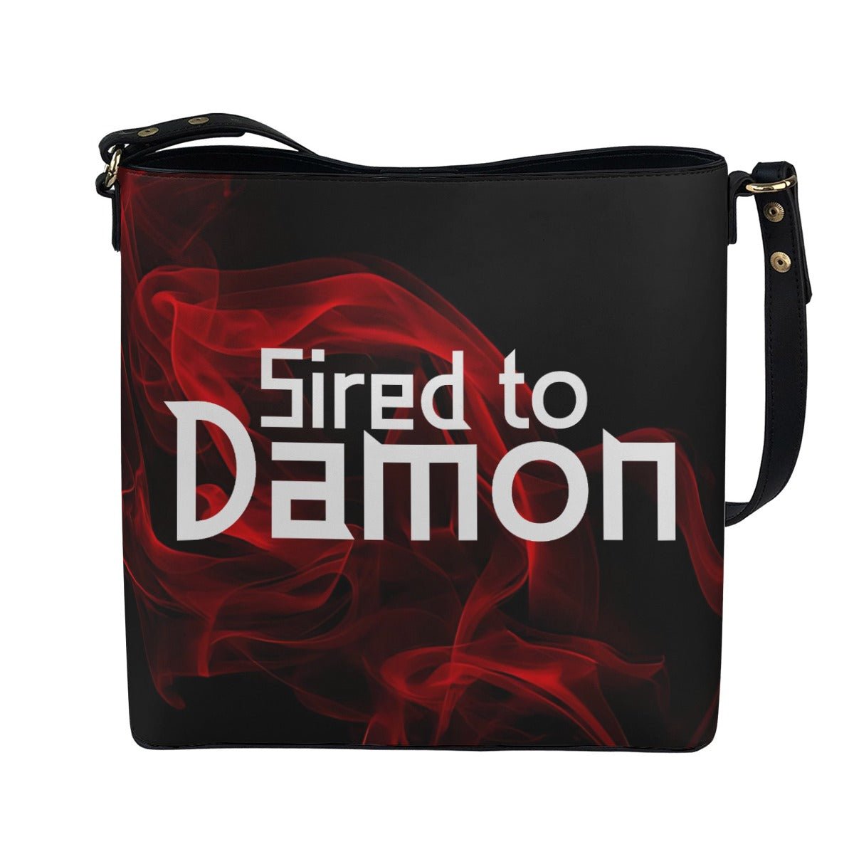 Sired To Damon - Black Cross Body Bucket Bag - - Goblin Wood Exclusive - Goblin Wood