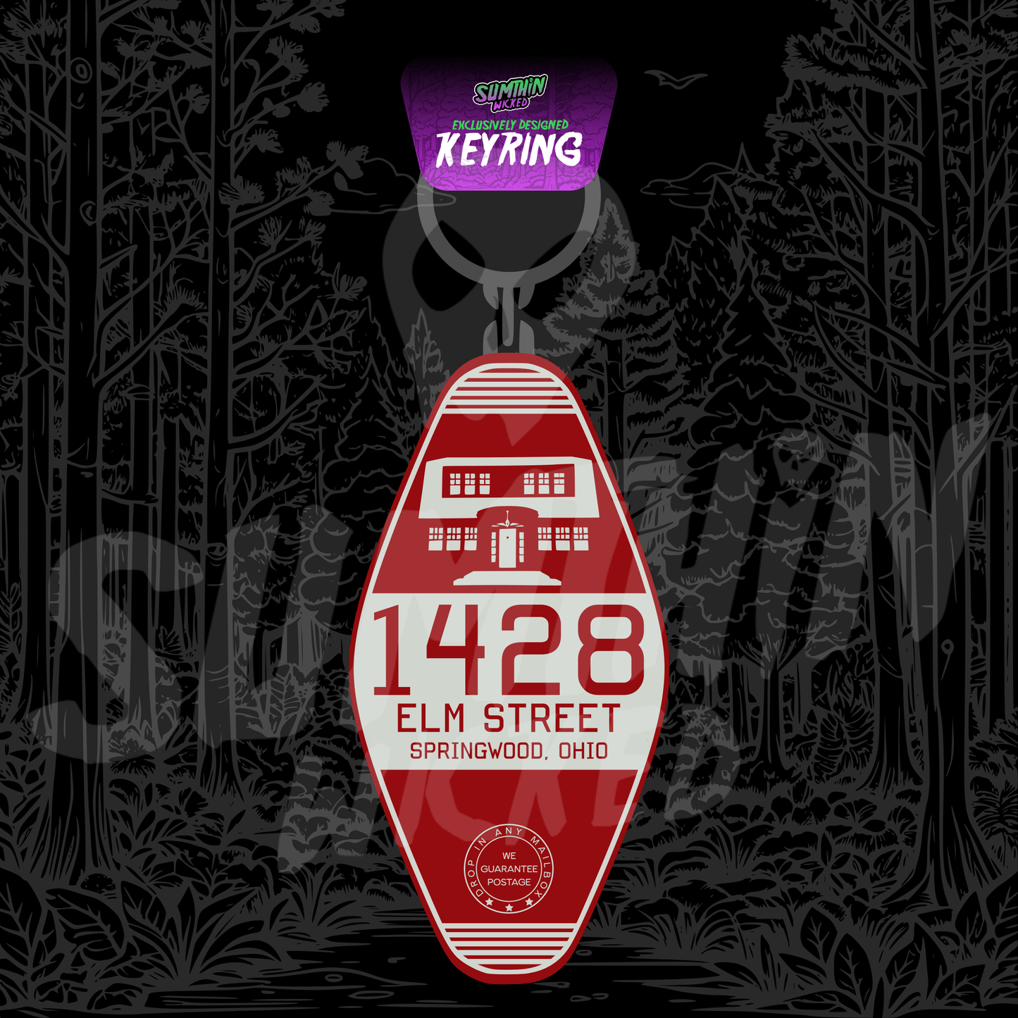 1428 Elm Street - Acrylic Key Fob Keychain - A Nightmare On Elm Street Inspired - Sumthin Wicked Exclusive - Goblin Wood