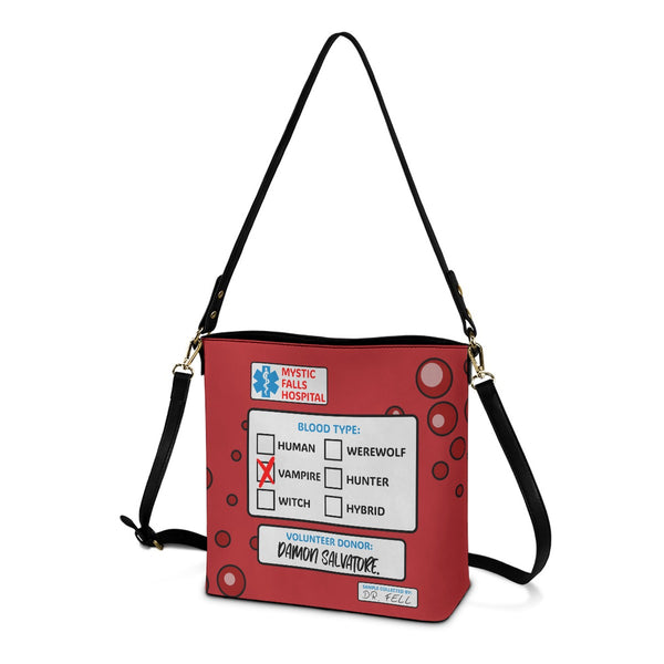 Blood Bag (Damon) - Black Cross Body Bucket Bag  - TVD Inspired - Goblin Wood Exclusive