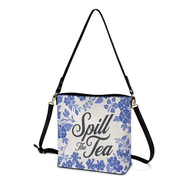 Spill The Tea - AOP Cross Body Bucket Bag  - Bridgerton Inspired - Goblin Wood Exclusive