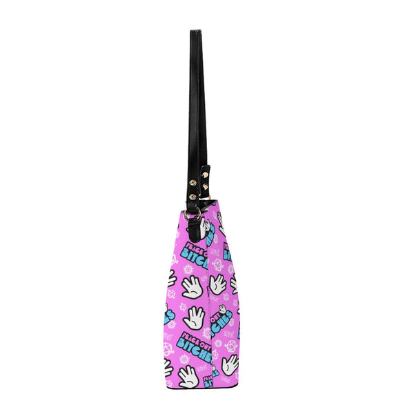 Peace Out Bitches - Bubblegum Cross Body Bucket Bag  - Supernatural Inspired - Goblin Wood Exclusive