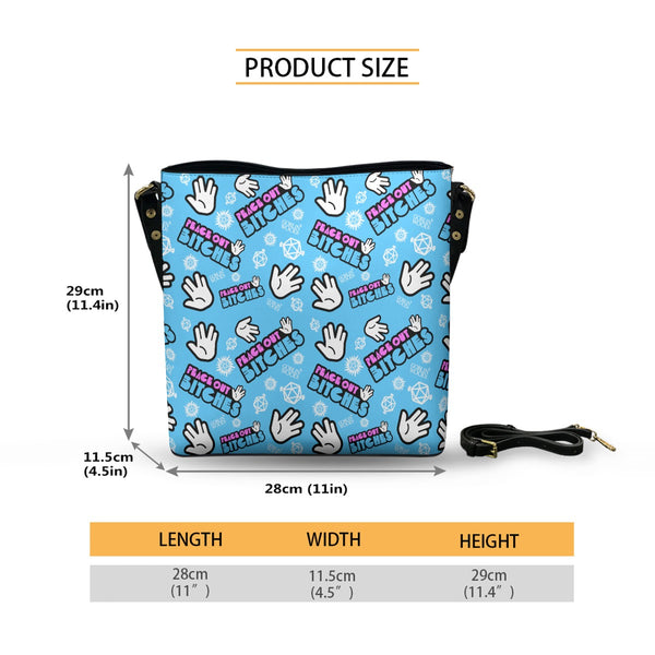 Peace Out Bitches - Sky Cross Body Bucket Bag  - Supernatural Inspired - Goblin Wood Exclusive