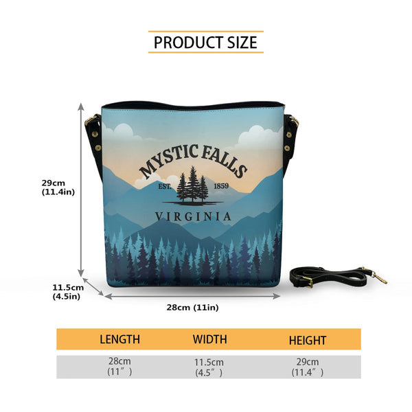 Mystic Falls - Black Cross Body Bucket Bag  - TVD Inspired - Goblin Wood Exclusive