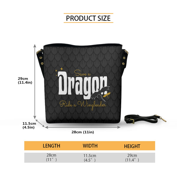 Save A Dragon - Cross Body Bucket Bag  - Fourth Wing Inspired - Goblin Wood Exclusive