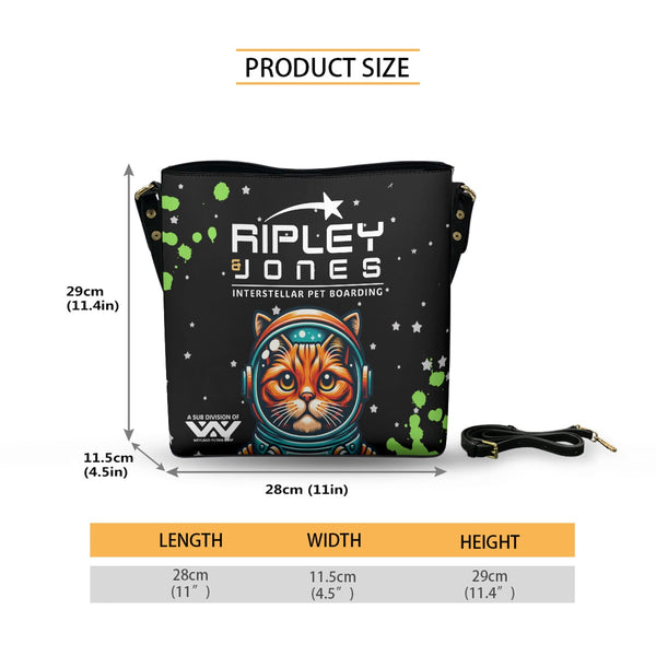 Ripley & Jones - Black Cross Body Bucket Bag  - Alien Inspired - Goblin Wood Exclusive