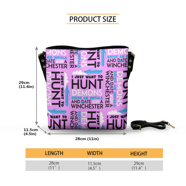 Hunt Drive Ride - Pink Cross Body Bucket Bag  - Supernatural Inspired - Goblin Wood Exclusive