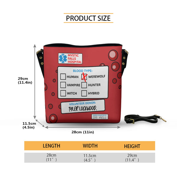 Blood Bag (Tyler) - Black Cross Body Bucket Bag  - TVD Inspired - Goblin Wood Exclusive
