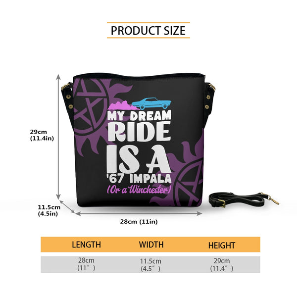 *PRE ORDER* Dream Ride - Black Cross Body Bucket Bag  - Supernatural Inspired - Goblin Wood Exclusive