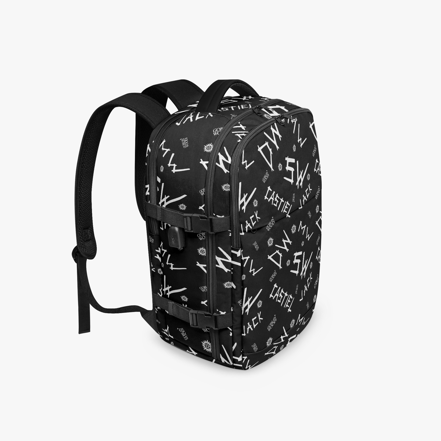 Initials (Black) - Multi-Pocket Hiking Backpack - Goblin Wood Exclusive