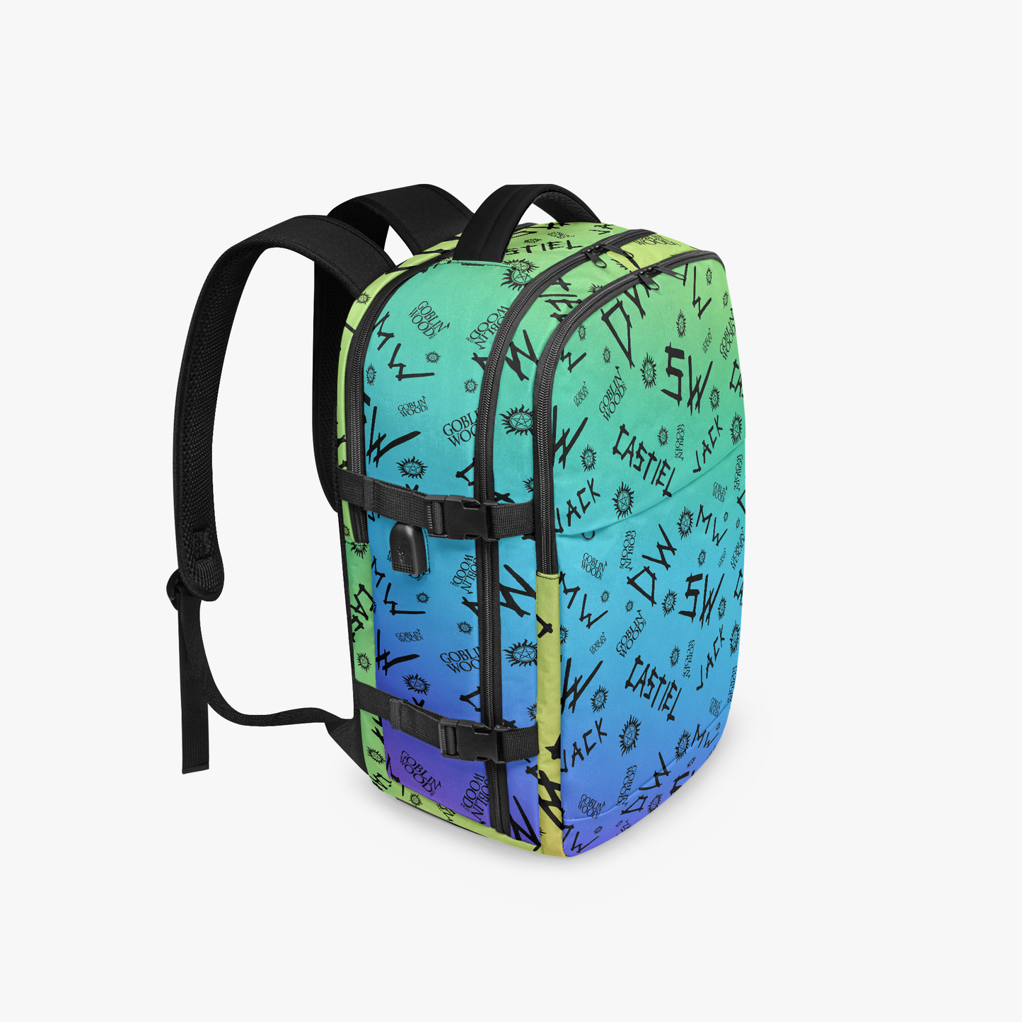 Initials (Rainbow) - Multi-Pocket Hiking Backpack - Goblin Wood Exclusive