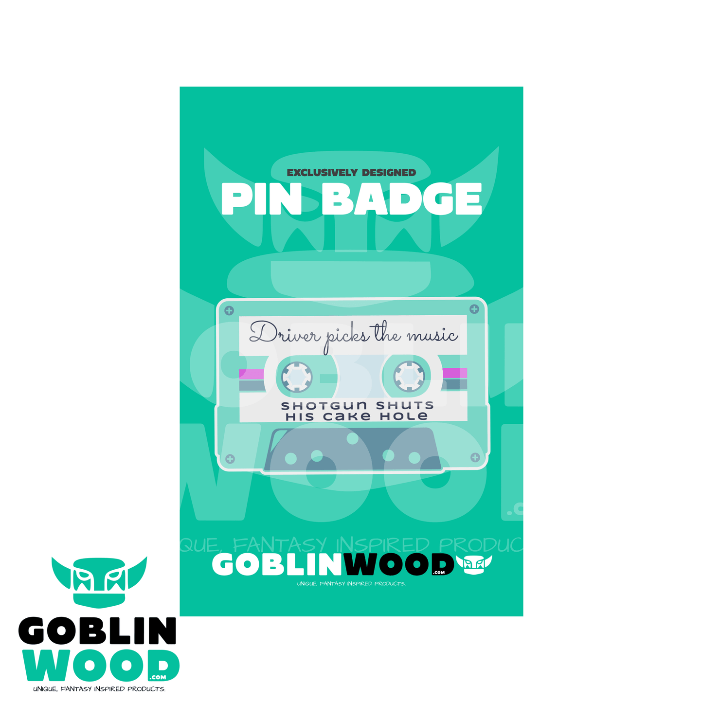 80s Mix Tape (Teal) - Acrylic Pin Badge - Supernatural Inspired - Goblin Wood Exclusive - Goblin Wood