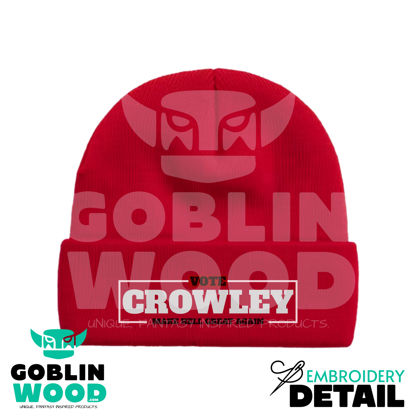 Vote - Red Embroidered Beanie - Goblin Wood Exclusive