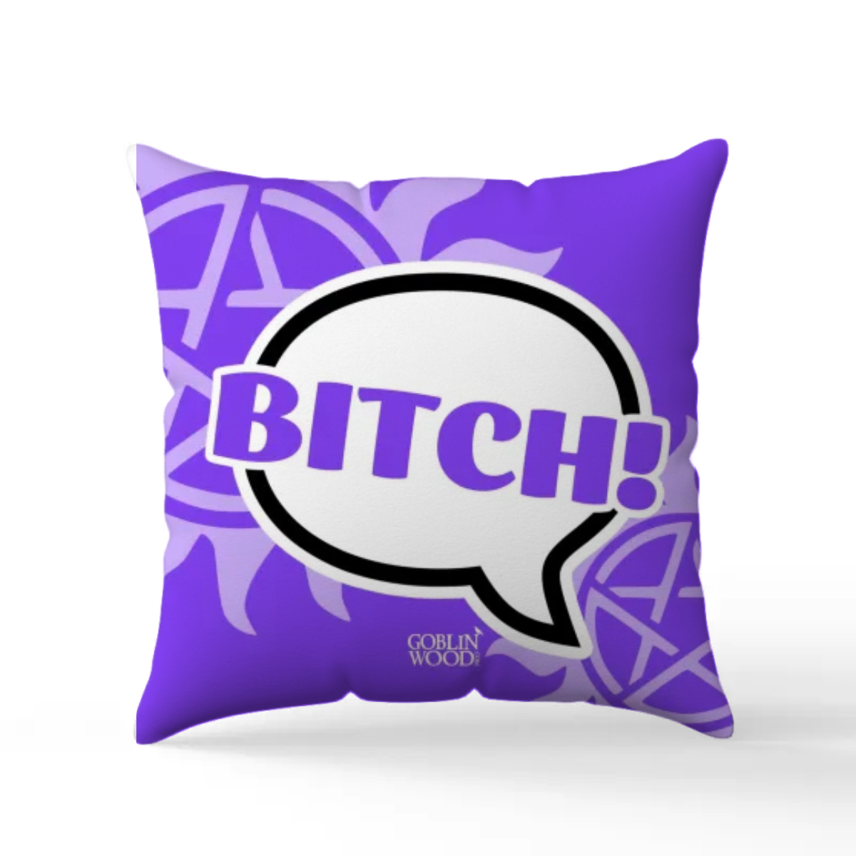 Bitch! Speech Bubble Scatter Cushion - Supernatural Inspired - Goblin Wood Exclusive