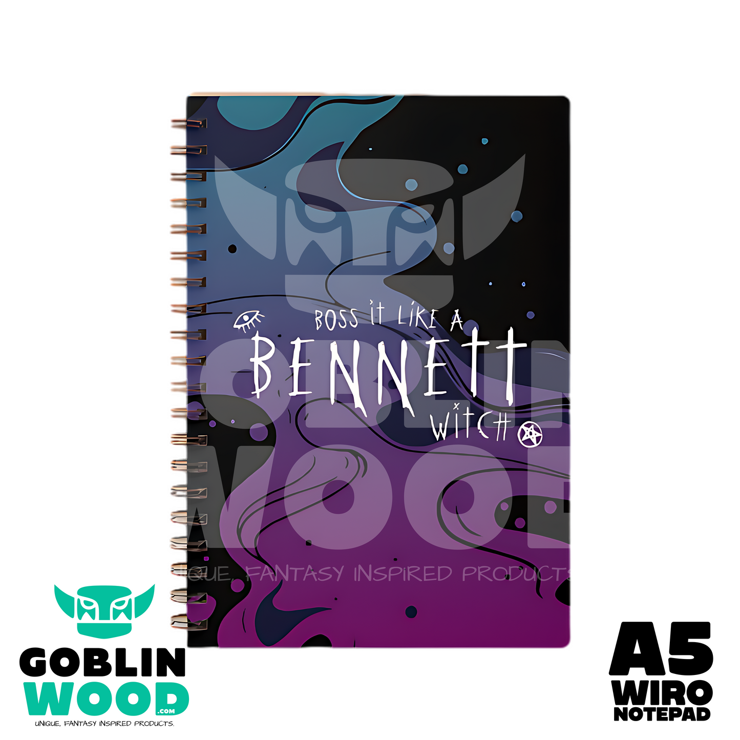 Boss It Like A Bennett Witch - A5 AOP Lined Notebook -  - Goblin Wood Exclusive