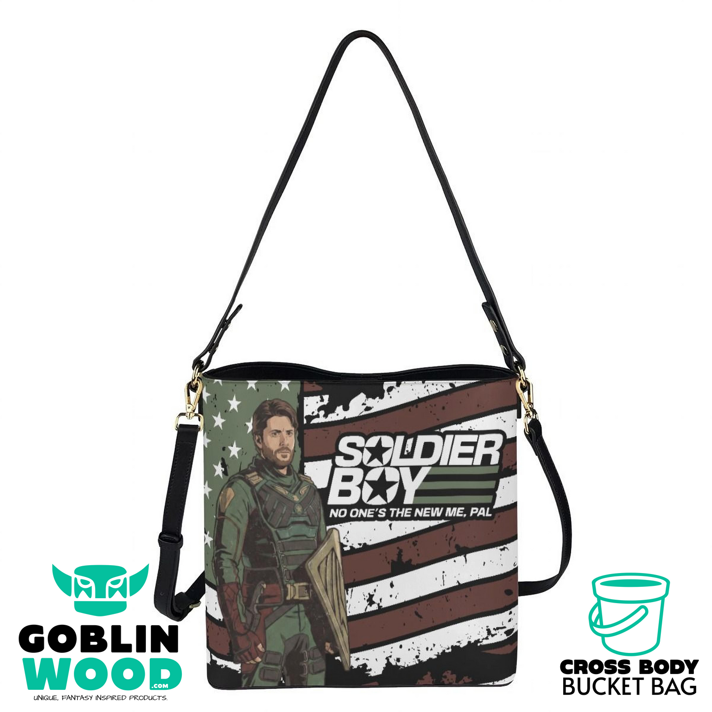 Soldier Boy (Flag) - Cross Body Bucket Bag  - The Boys Inspired - Goblin Wood Exclusive