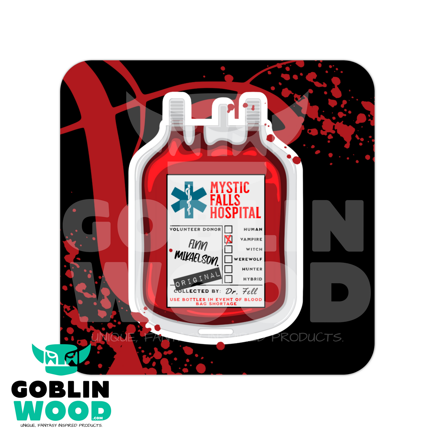 Finn Blood Bag - Drinks Coaster -  - Goblin Wood Exclusive
