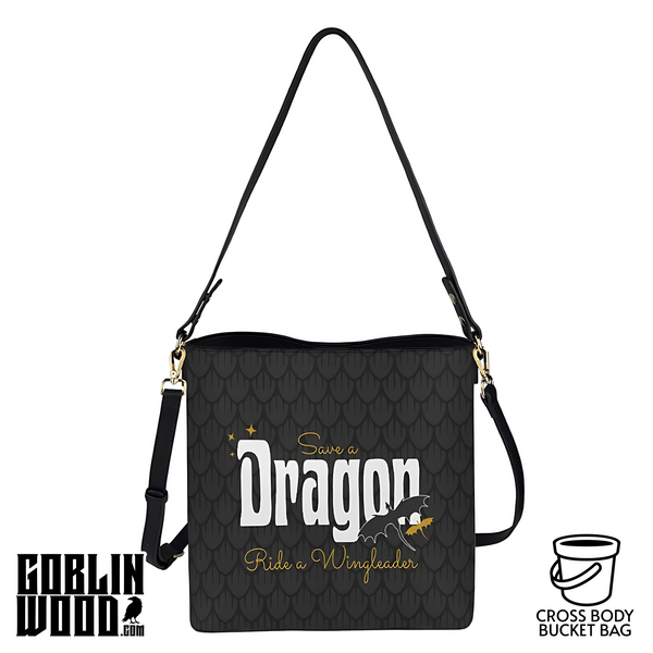 Save A Dragon - Cross Body Bucket Bag  - Fourth Wing Inspired - Goblin Wood Exclusive
