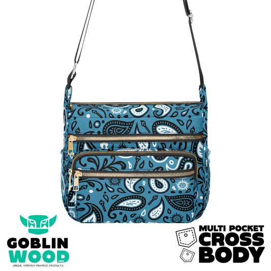 Initials Paisley (Denim) - Multi Pocket Crossbody - Goblin Wood Exclusive