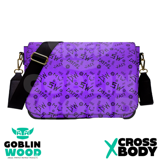 Initials (Purple) - PU Cross Body Hand Bag - Goblin Wood Exclusive