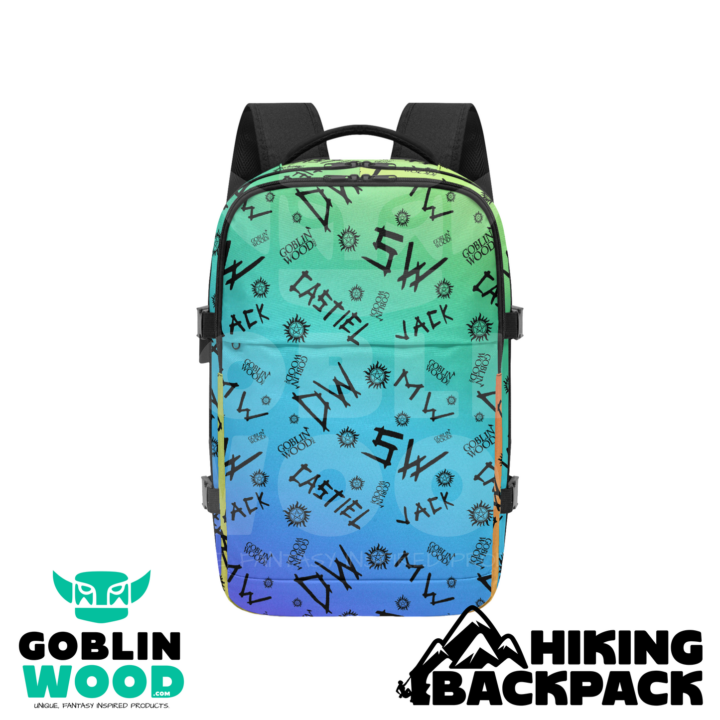 Initials (Rainbow) - Multi-Pocket Hiking Backpack - Goblin Wood Exclusive