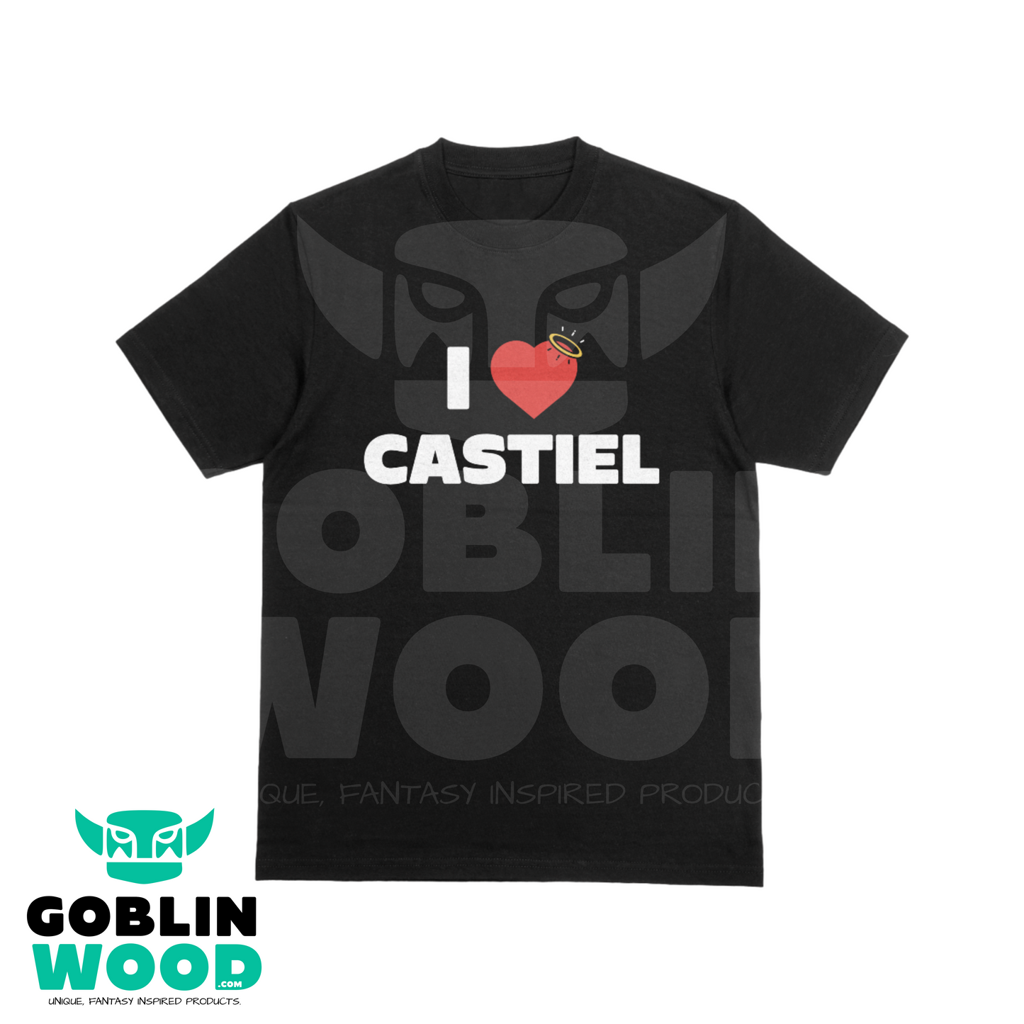 I ❤️ Castiel - Premium Black T-shirt - Supernatural Inspired - Goblin Wood Exclusive