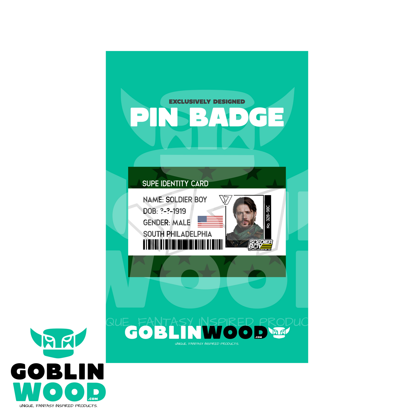 Soldier Boy ID Card - Acrylic Pin Badge - The Boys Inspired - Goblin Wood Exclusive