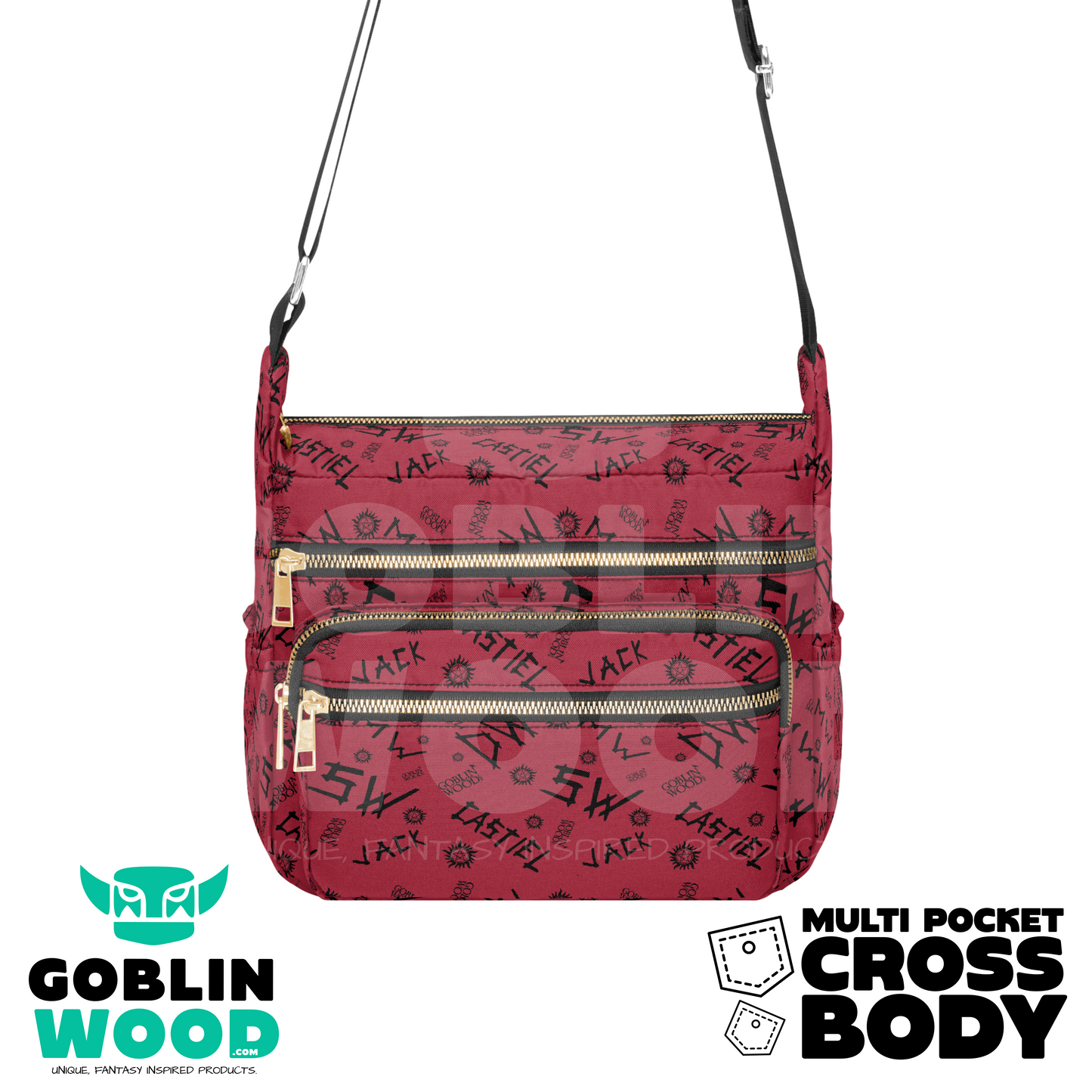 Initials (Crimson) - Multi Pocket Crossbody -  - Goblin Wood Exclusive